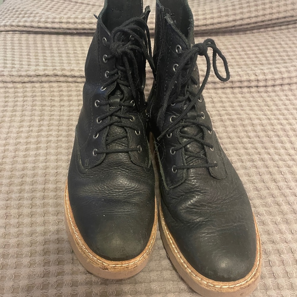 Clarks Black Leather Combat Boots